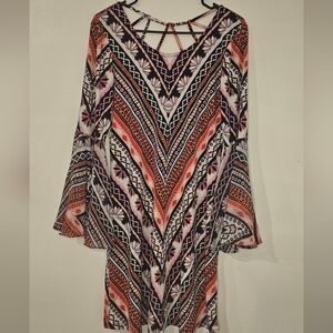MSK Vibrant Long Sleeve Chevron Dress